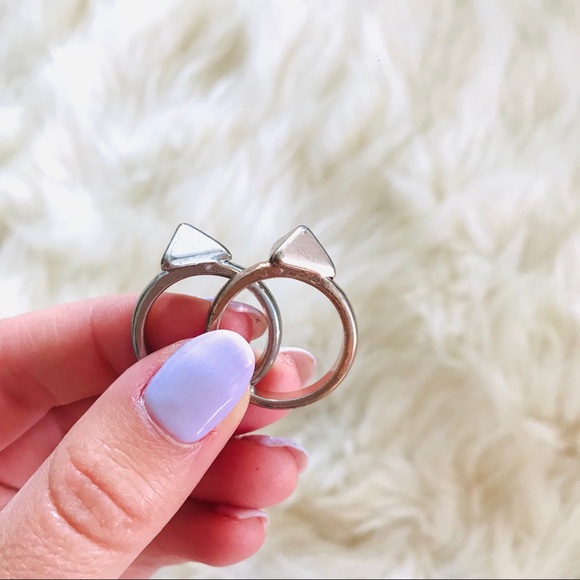 Set of triangle rings - silver and rose gold - Picture 2 of 4